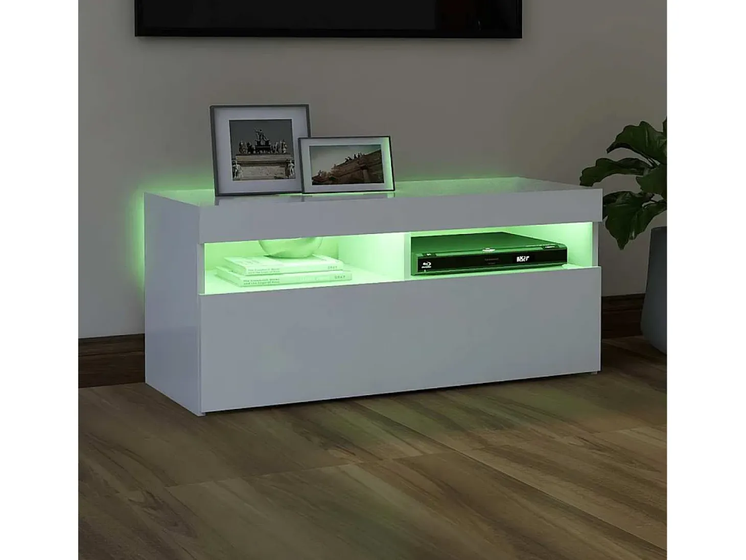 Ilion Mueble de TV con luces LED blanco 90x35x40 cm