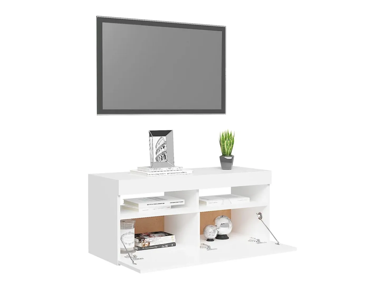 Ilion Mueble de TV con luces LED blanco 90x35x40 cm