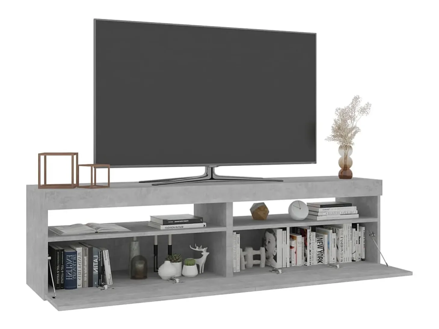 Ilion Muebles de TV con luces LED 2 unidades gris hormigón 75x35x40cm