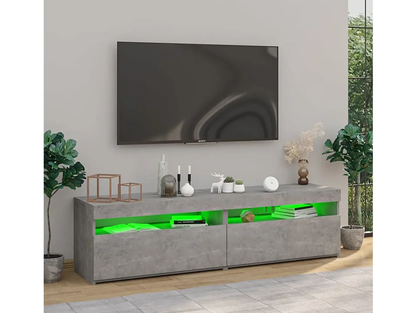 Ilion Muebles de TV con luces LED 2 unidades gris hormigón 75x35x40cm