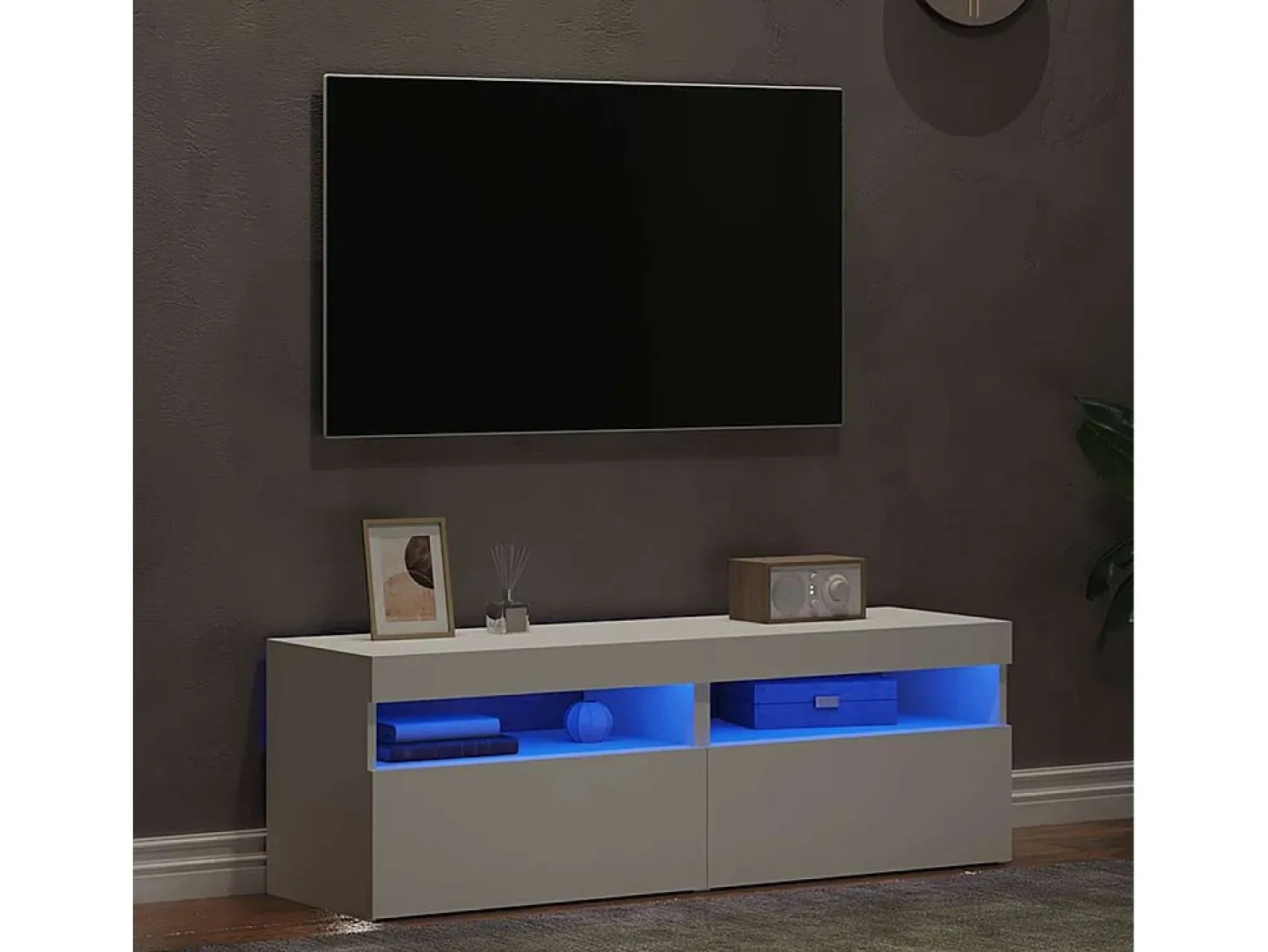 Ilion Muebles de TV con luces LED 2 uds blanco 60x35x40 cm