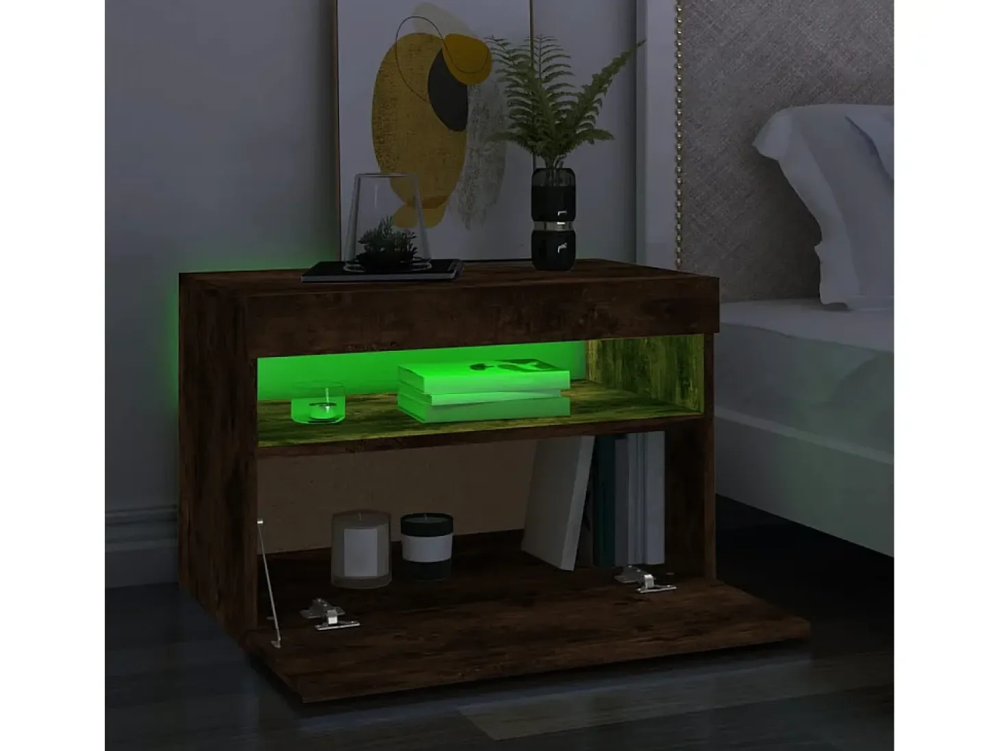Ilion Muebles de TV con luces LED 2 uds roble ahumado 60x35x40 cm