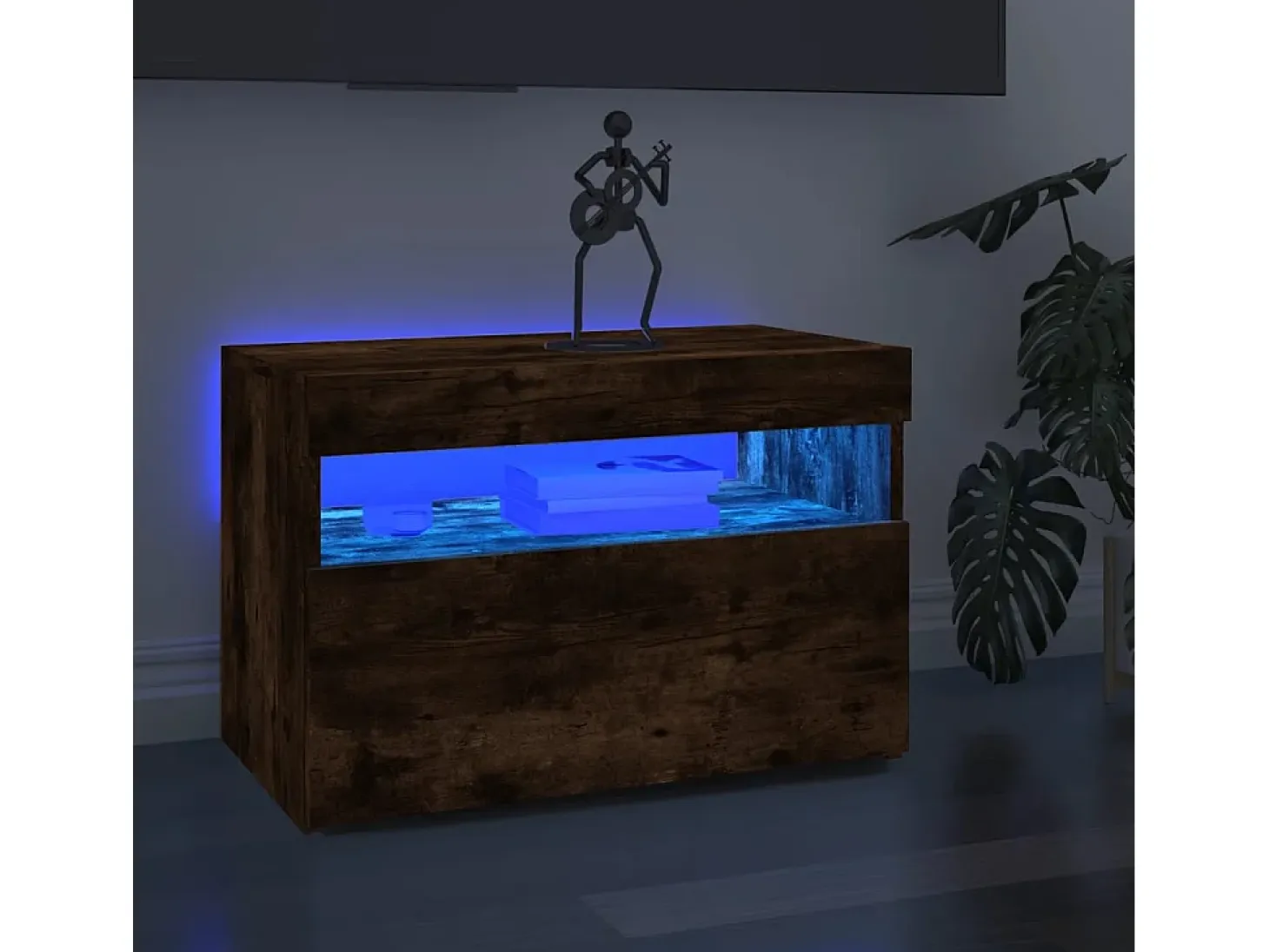 Ilion Muebles de TV con luces LED 2 uds roble ahumado 60x35x40 cm