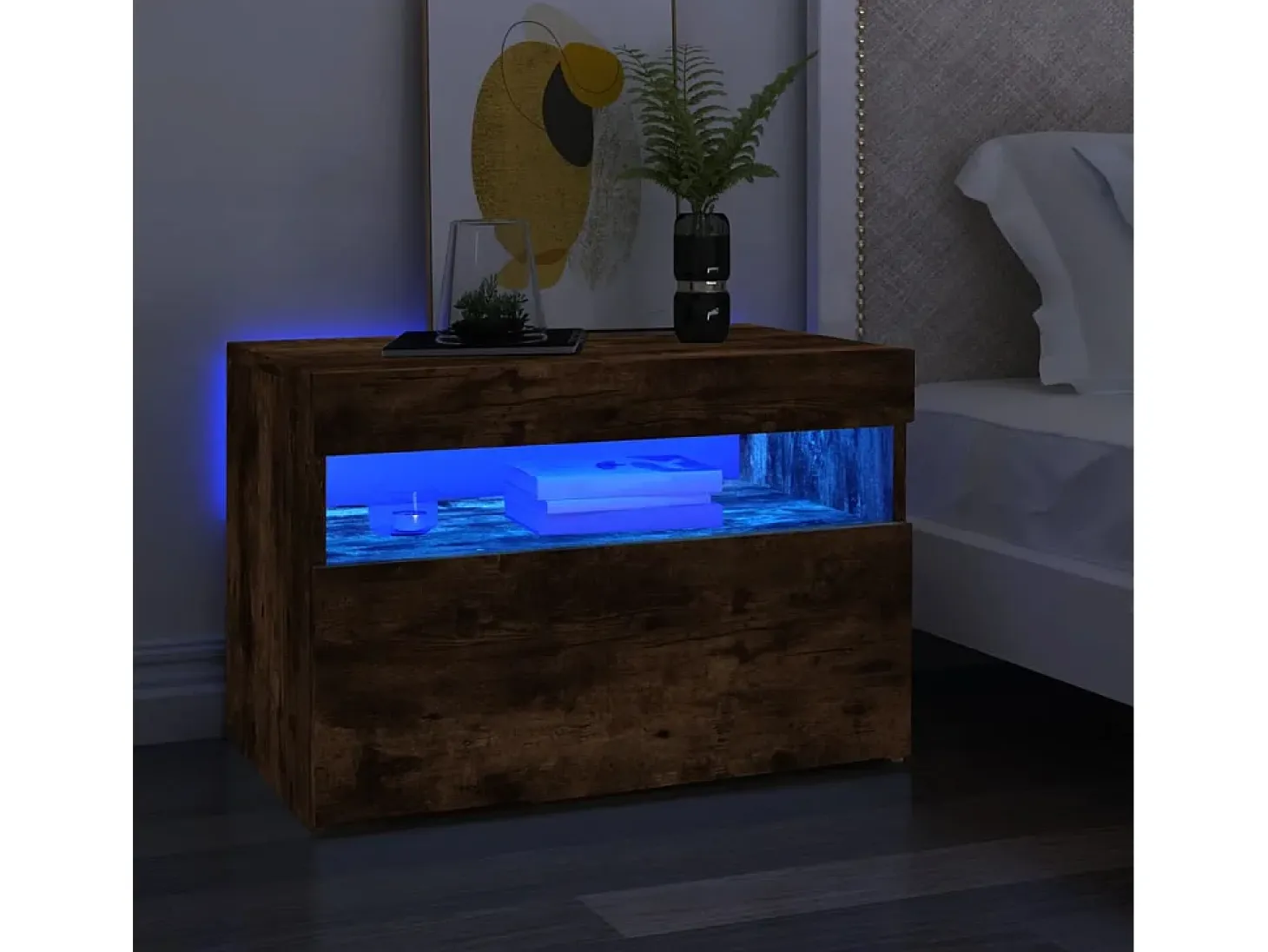 Ilion Muebles de TV con luces LED 2 uds roble ahumado 60x35x40 cm