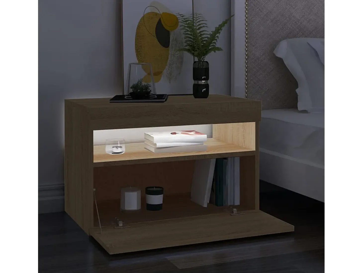Ilion Muebles para TV con luces LED 2 uds roble Sonoma 60x35x40 cm