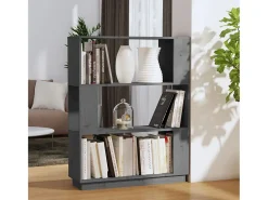 Ilpo Estantería/divisor de espacios madera pino gris 80x25x101 cm