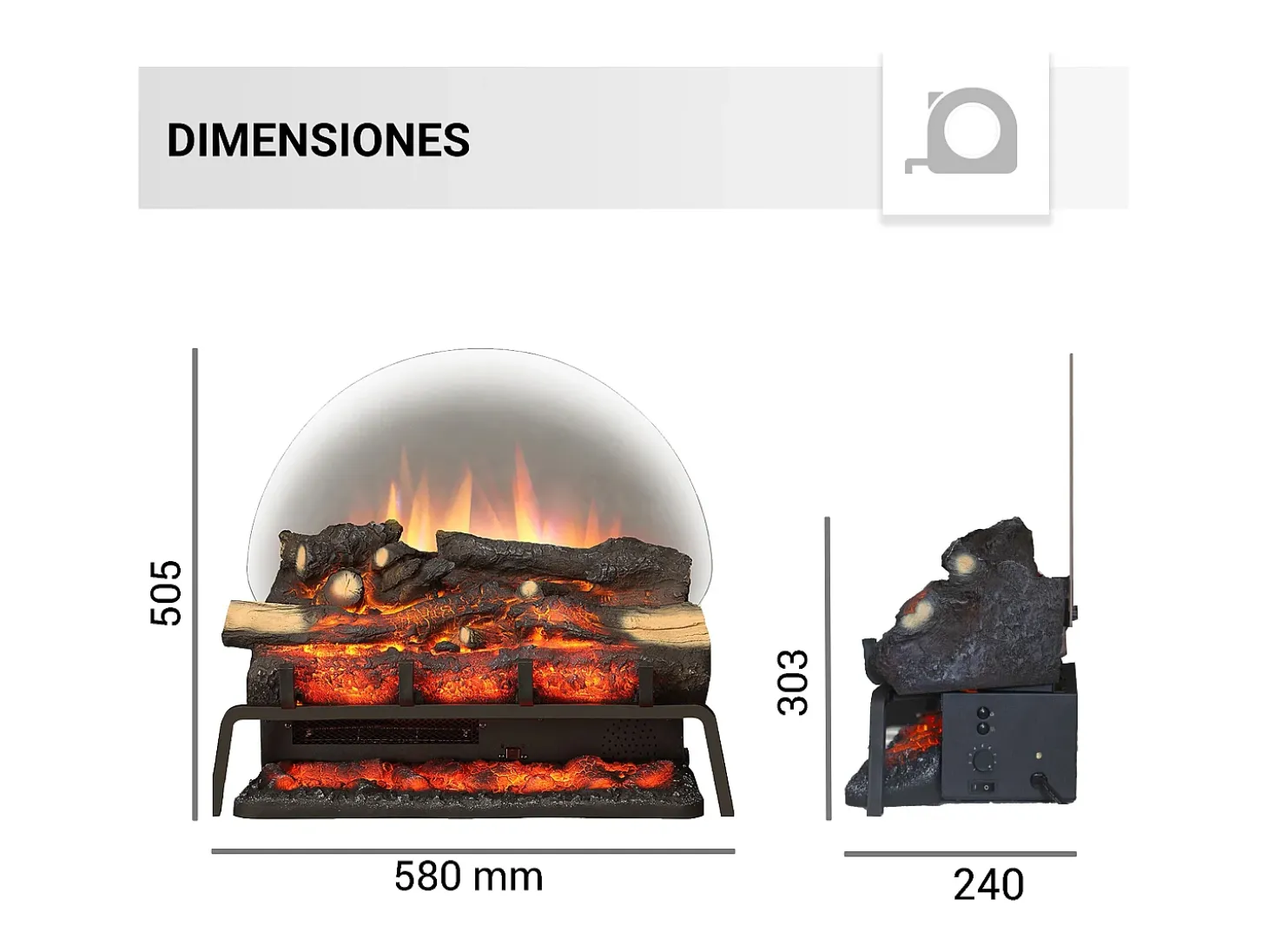 Inserto eléctrico BALDERIA Lily - Chimenea - Negro
