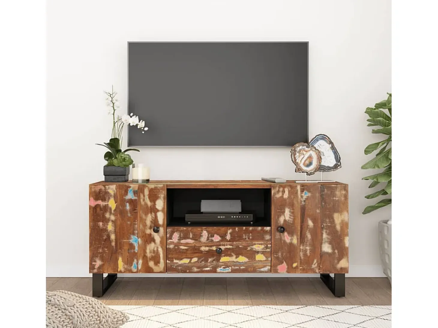 Invar Mueble TV madera reciclada y madera contrachapada 105x33,5x46cm