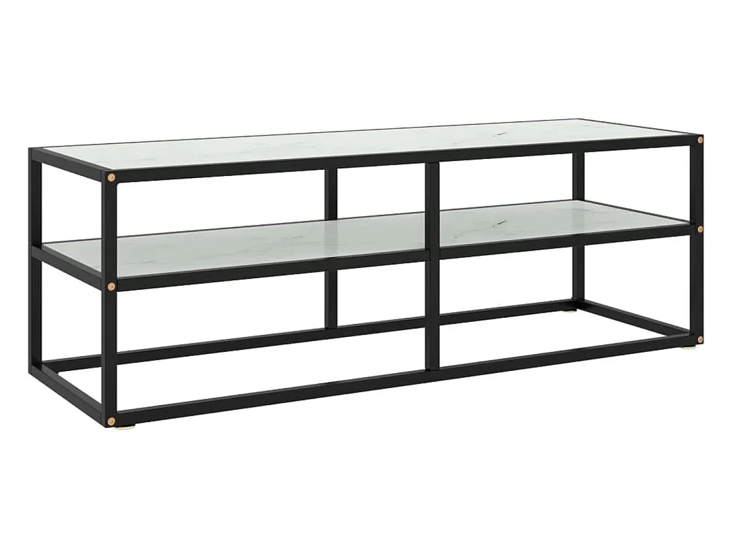Iselin Marie Mueble para TV negro con vidrio de mármol blanco 120x40x40 cm