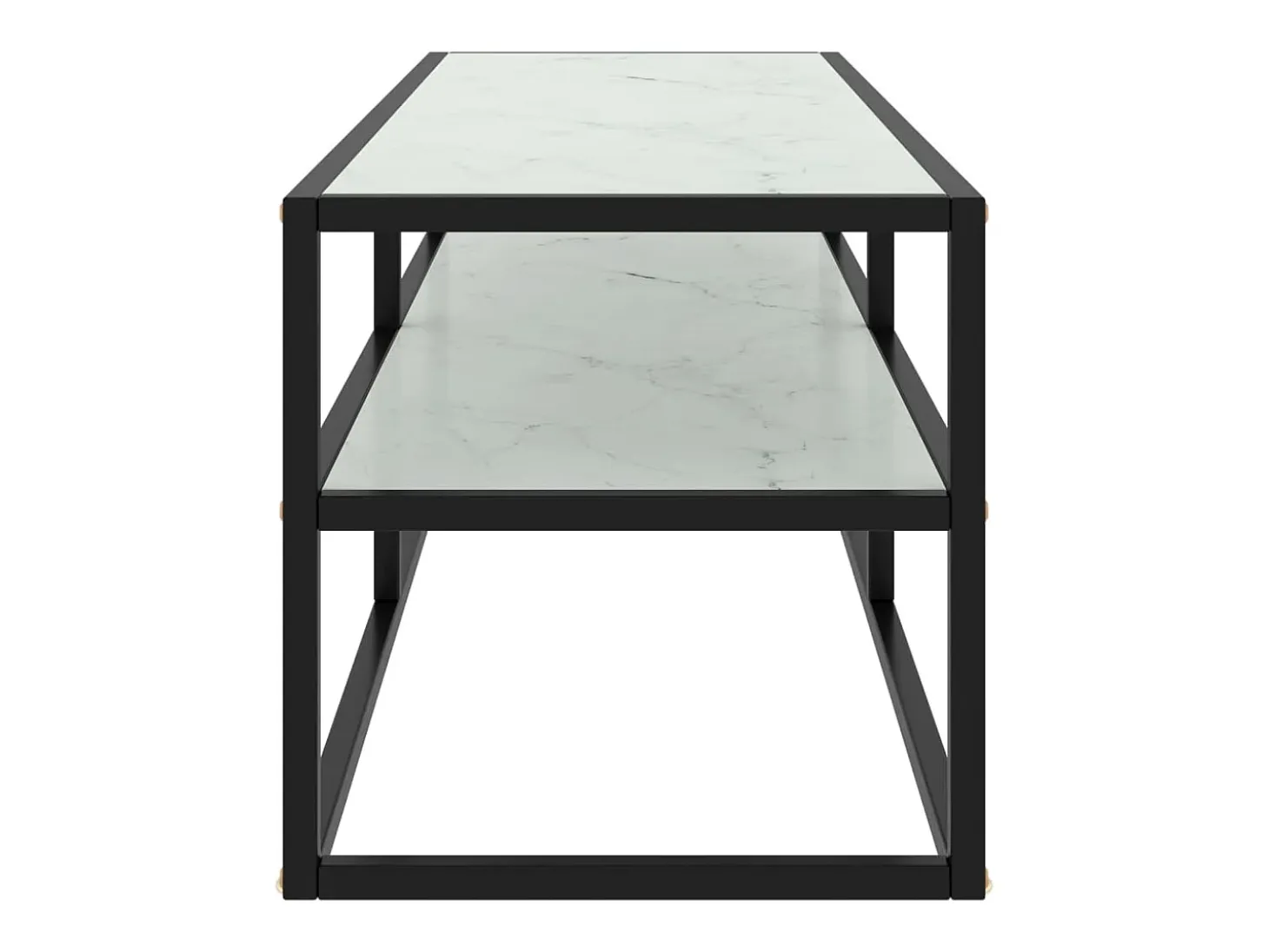 Iselin Marie Mueble para TV negro con vidrio de mármol blanco 120x40x40 cm