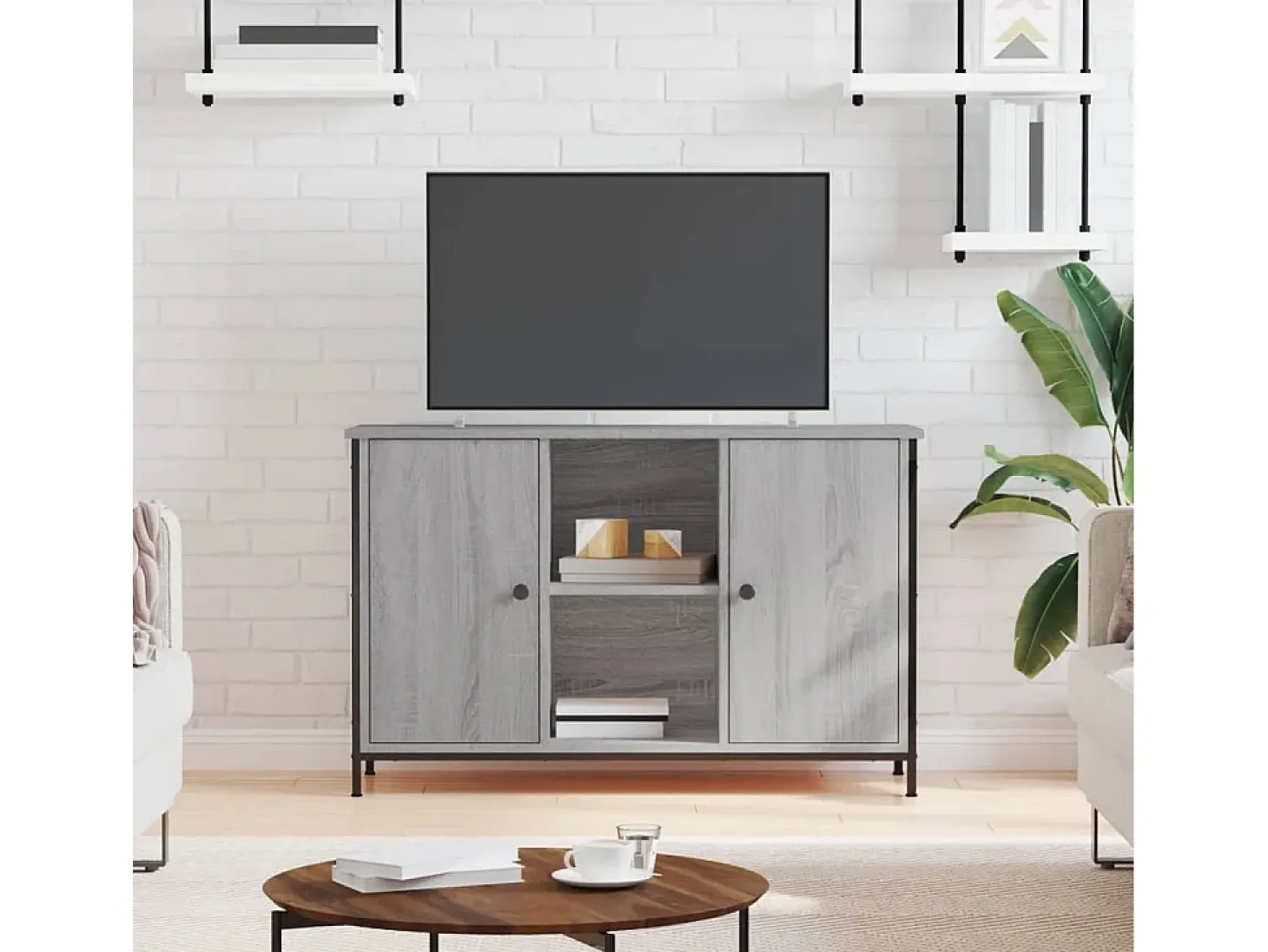 Jacques-Alain Mueble de TV madera de ingeniería gris Sonoma 100x35x65 cm