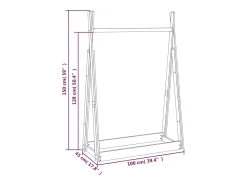 Jacques-Marie Perchero de madera maciza de pino 100x45x150 cm