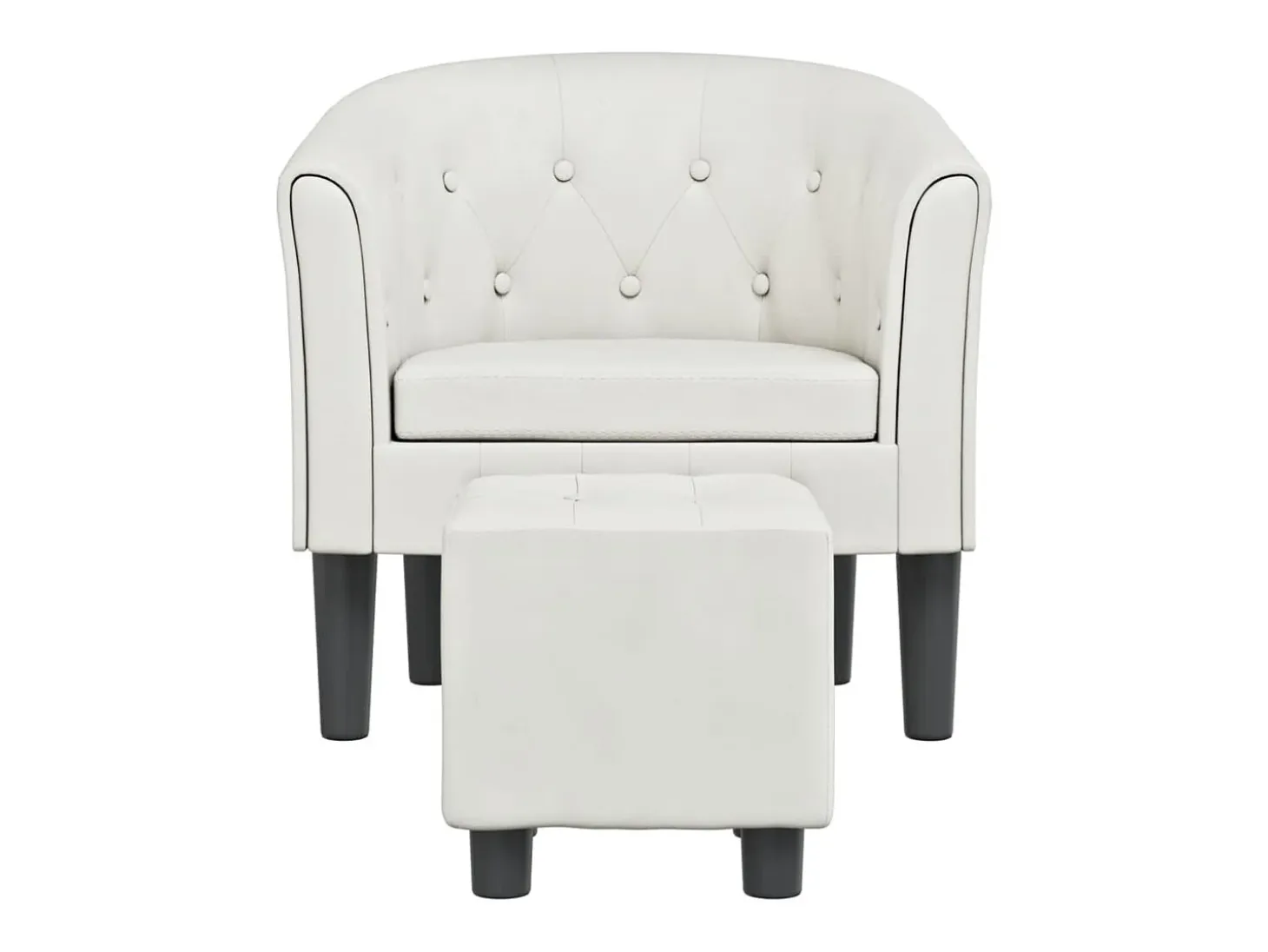 Jalkar Sillón con taburete cuero sintético blanco
