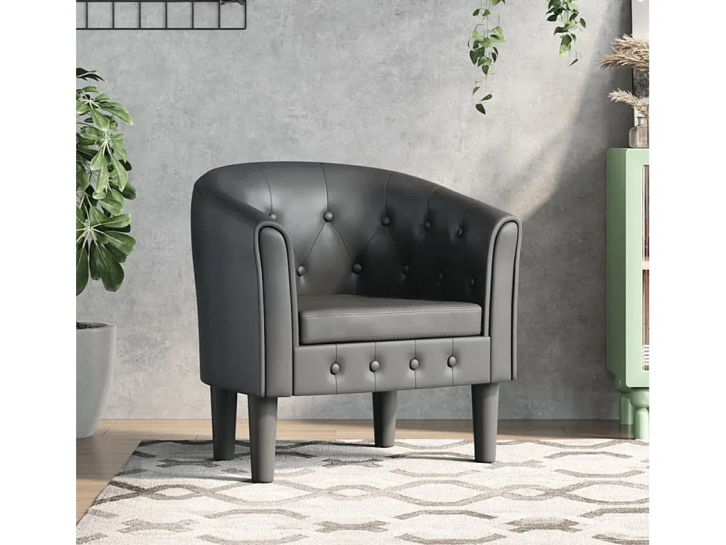 Jalkar Sillón cuero sintético gris
