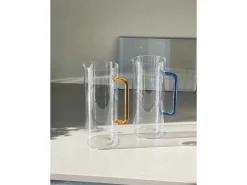 Jarra de vidrio soplado transparente/azul 1200 ml, Tube