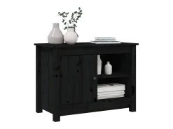 Jean-Gabriel Mueble de TV de madera maciza de pino negro 70x36,5x52 cm
