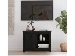 Jean-Gabriel Mueble de TV de madera maciza de pino negro 70x36,5x52 cm