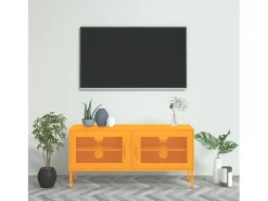 Jennica Mueble para TV de acero amarillo mostaza 105x35x50 cm