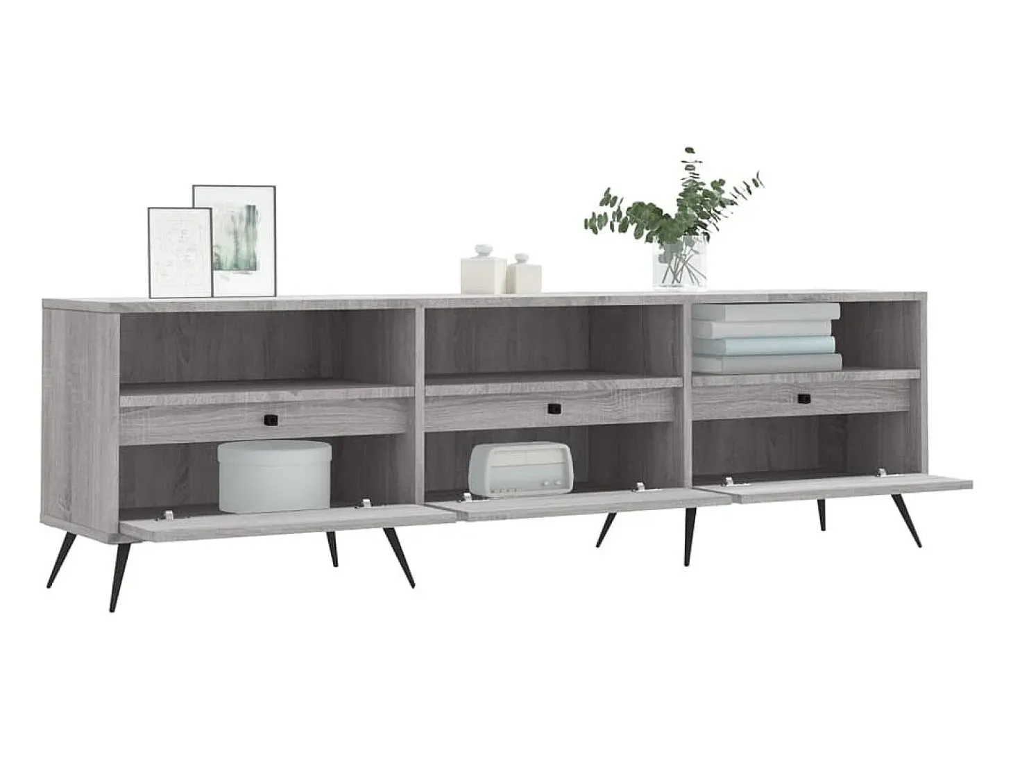 Joël Mueble para TV madera contrachapada gris Sonoma 150x30x44,5 cm