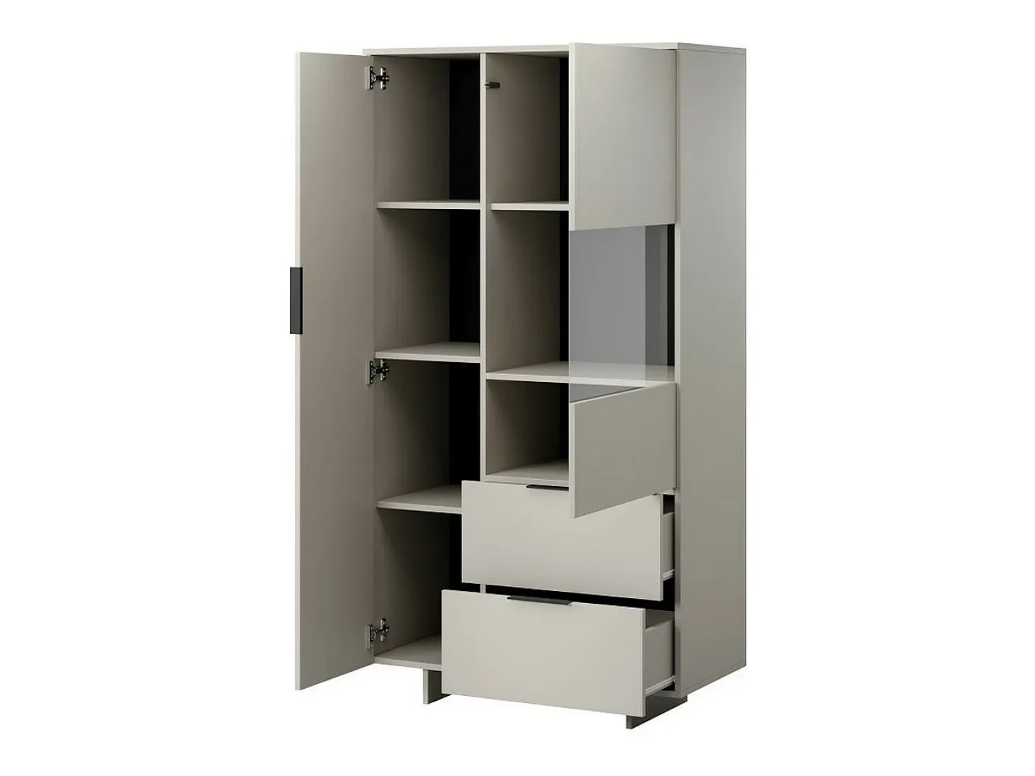 Jude Vitrina de 2 puertas y 2 cajones beige mate