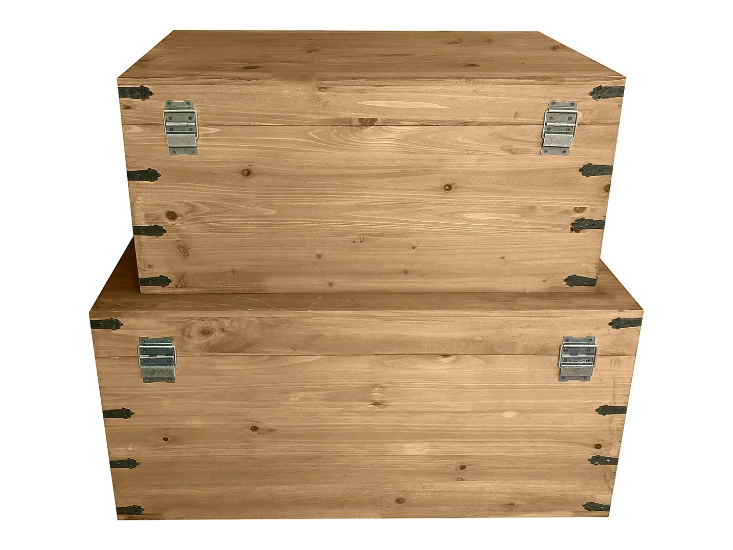 Juego de 2 baúles de madera, L. 70 x A. 46 x A. 35 cm y L. 60 x A. 38 x A. 30 cm, MALOUEN