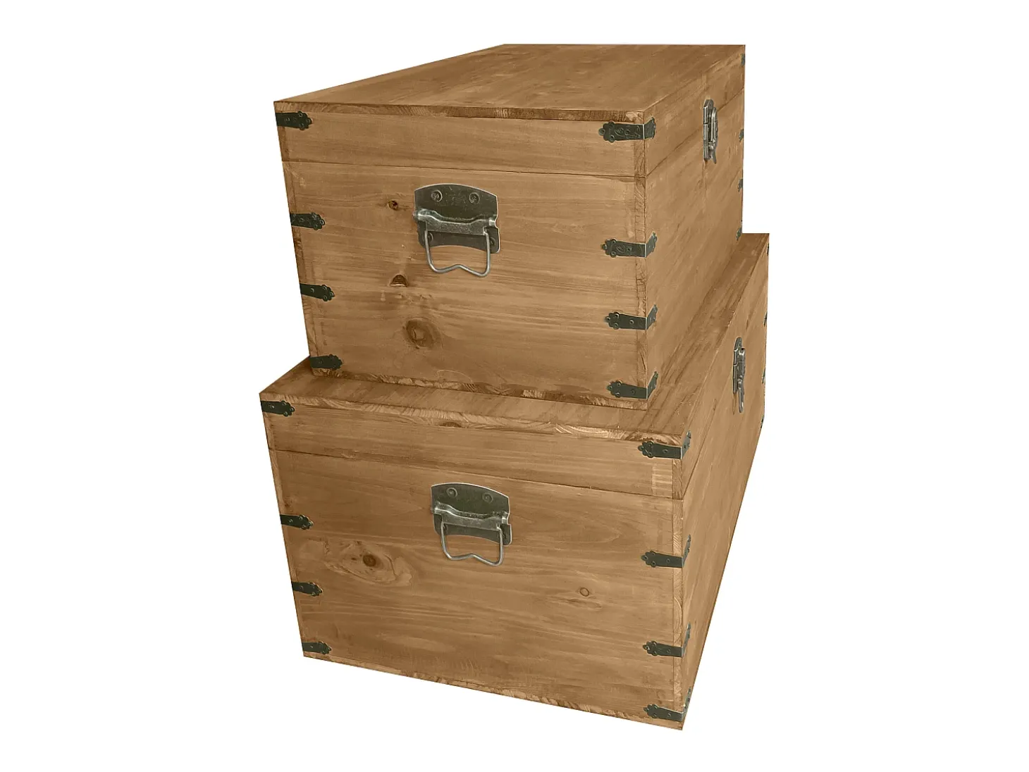 Juego de 2 baúles de madera, L. 70 x A. 46 x A. 35 cm y L. 60 x A. 38 x A. 30 cm, MALOUEN