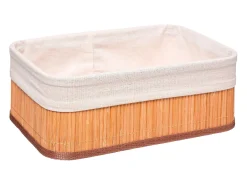 Juego de 3 cestas de bambú y tela