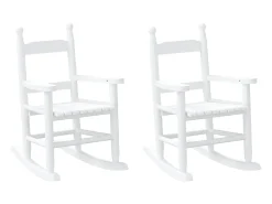 Juego de 2 mecedoras infantiles de madera maciza de álamo blanco