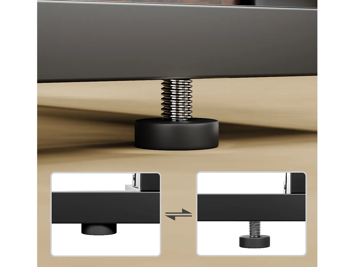 Juego de 2 mesas auxiliares plegables - Metal negro y madera rústica marrón