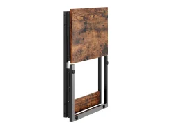 Juego de 2 mesas auxiliares plegables - Metal negro y madera rústica marrón