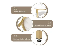 Juego de 2 mesas de centro - Mesas de centro nido - 80x46x41 cm - Estructura de metal dorado