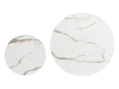 Juego de 2 mesas de centro redondas de madera apilables - Aspecto mármol - Dorada en forma de U