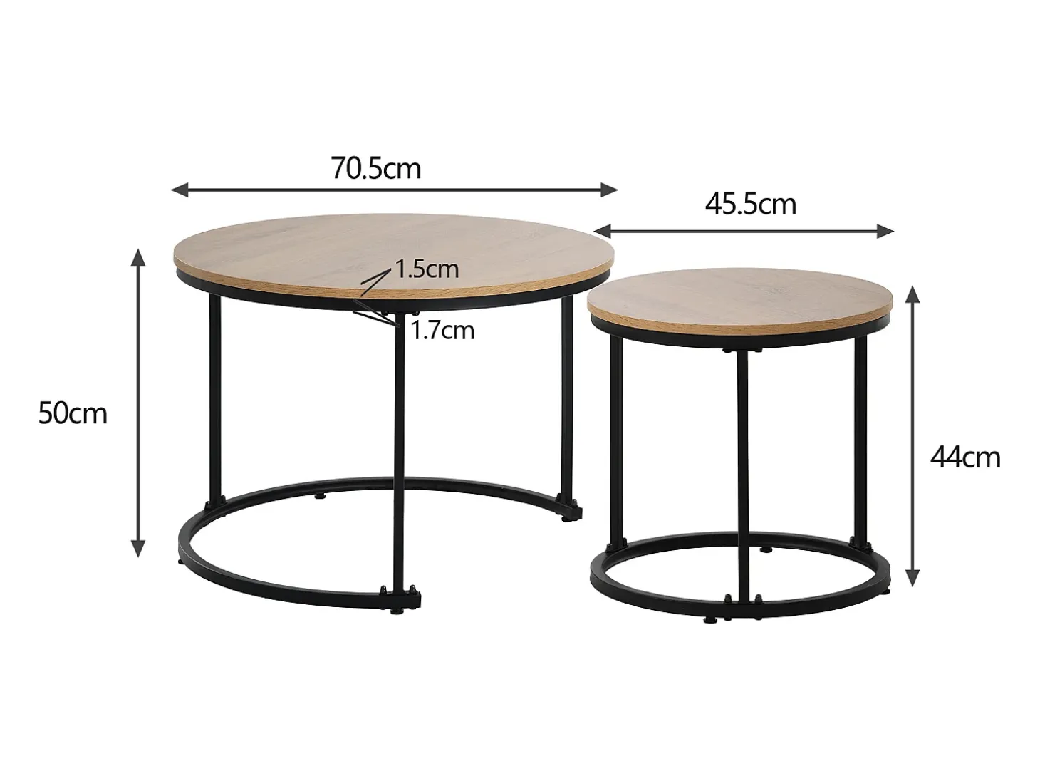Juego de 2 mesas de centro nido - estilo industrial - aspecto mármol - Marrón