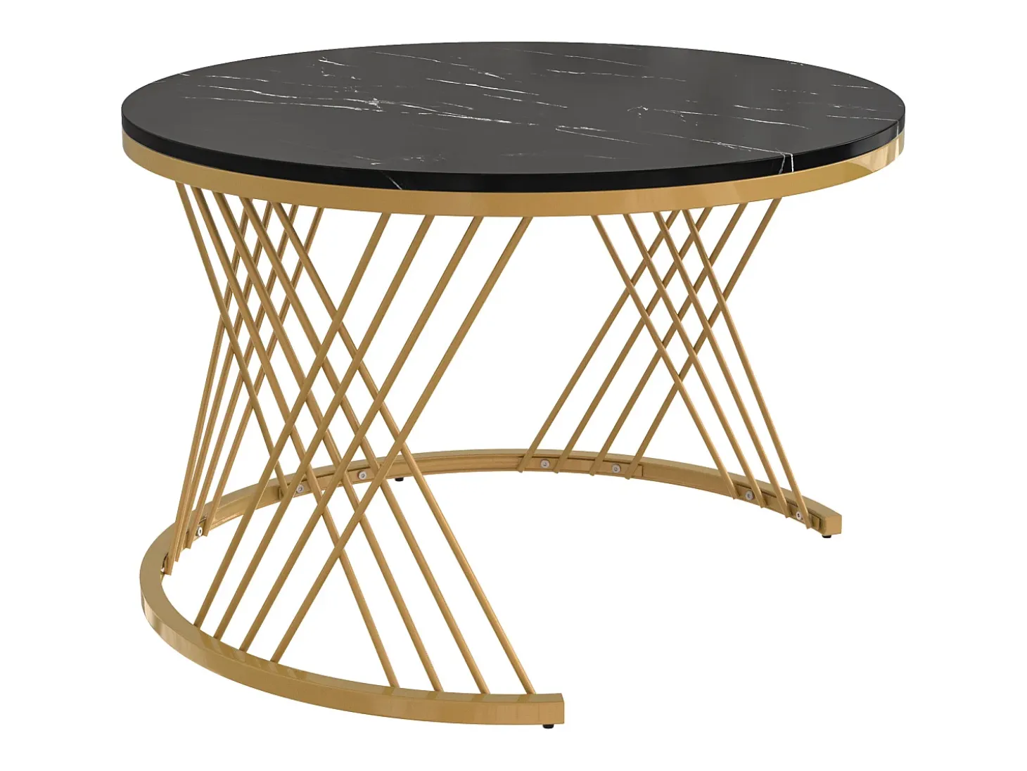 Juego de 2 mesas de centro nido 70x45,5 cm + 50 x38,5 cm - Negro y Dorado