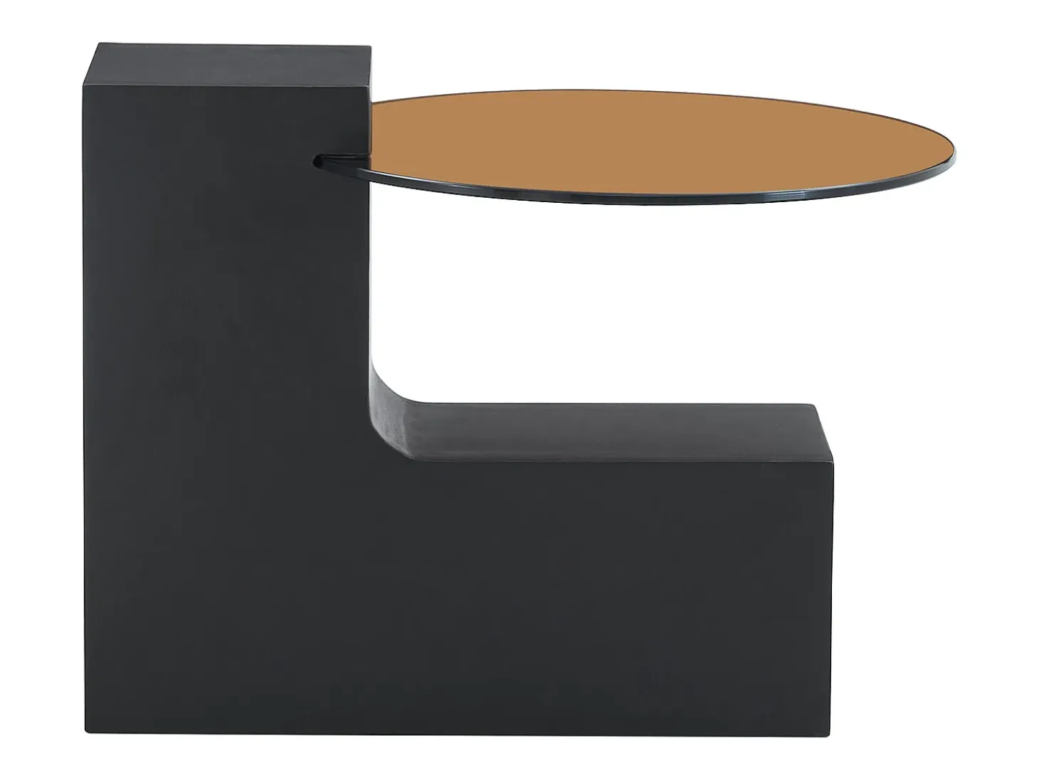 Juego de 2 mesas de centro - Mesas redondas imitación madera - Madera MDF + cristal - Color madera y negro