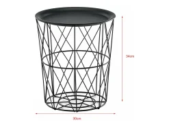 Juego de 3 mesas nido mesa de centro/mesa de salón de metal con tablero extraíble 40x40x44 cm color negro 03_0006057