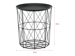 Juego de 3 mesas nido mesa de centro/mesa de salón de metal con tablero extraíble 40x40x44 cm color negro 03_0006057