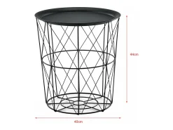 Juego de 3 mesas nido mesa de centro/mesa de salón de metal con tablero extraíble 40x40x44 cm color negro 03_0006057