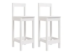 Juego de 2 sillas de bar blancas 40x41,5x112 cm madera maciza de pino
