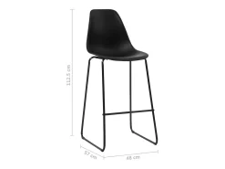 Juego de 4 sillas de bar de plástico negro