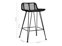 Juego de 2 sillas de bar de ratán negro