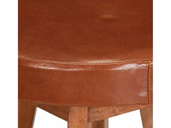 Juego de 2 sillas de bar de cuero genuino y madera maciza de acacia