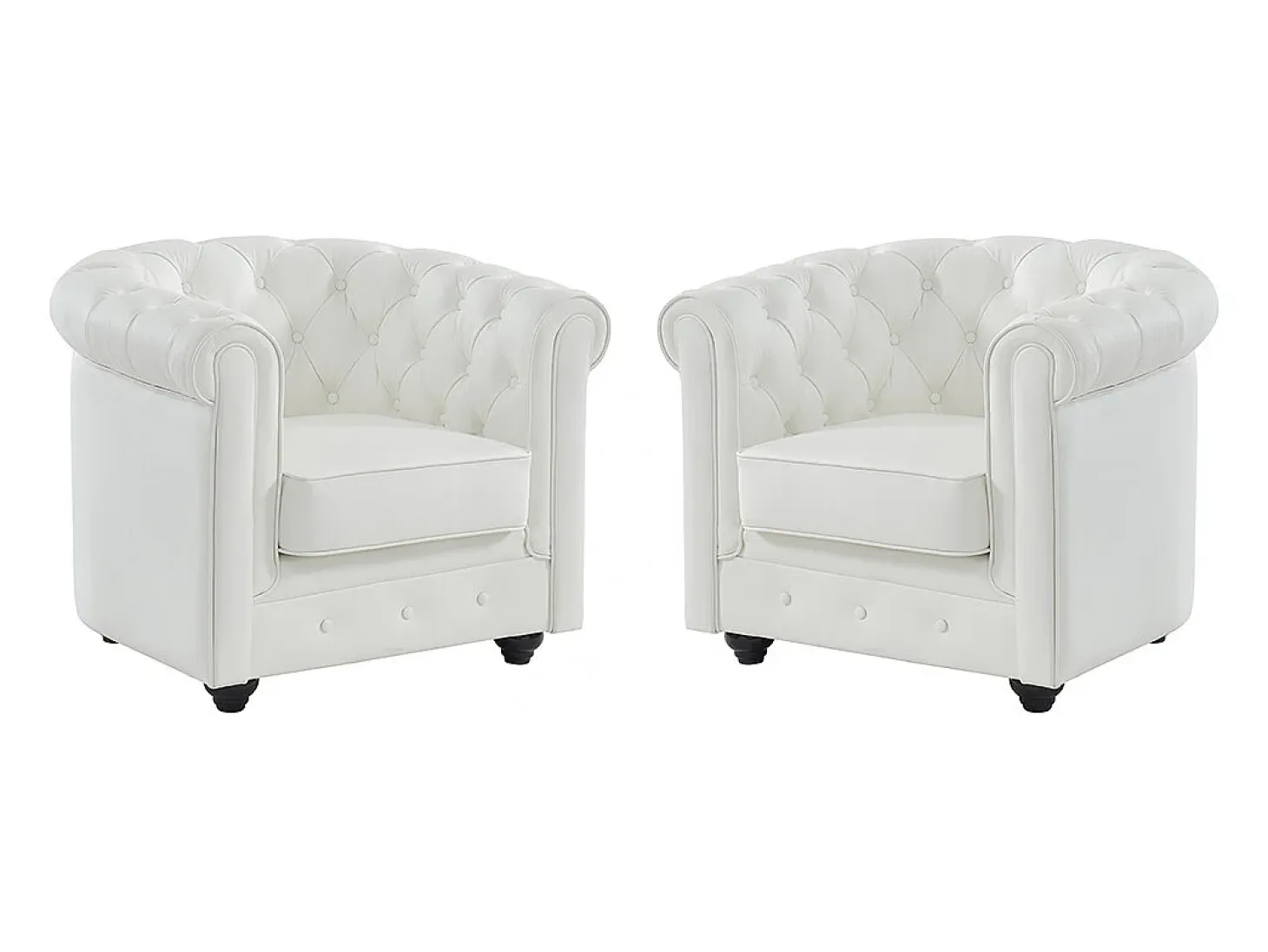Juego de 2 sillones de piel de búfalo blanco CHESTERFIELD
