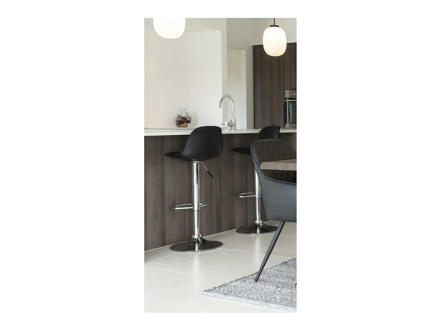 Juego de 2 Taburetes Altos Trondheim, Negro, 41x39x104 cm, Kendra Home