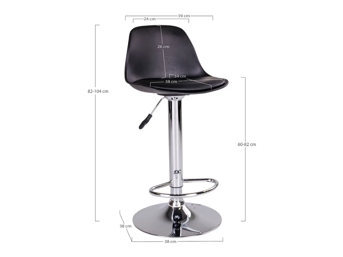 Juego de 2 Taburetes Altos Trondheim, Negro, 41x39x104 cm, Kendra Home