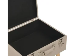 Juego de 3 taburetes con almacenaje de tela beige