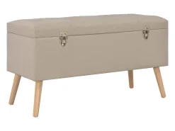 Juego de 3 taburetes con almacenaje de tela beige