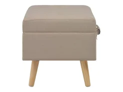Juego de 3 taburetes con almacenaje de tela beige