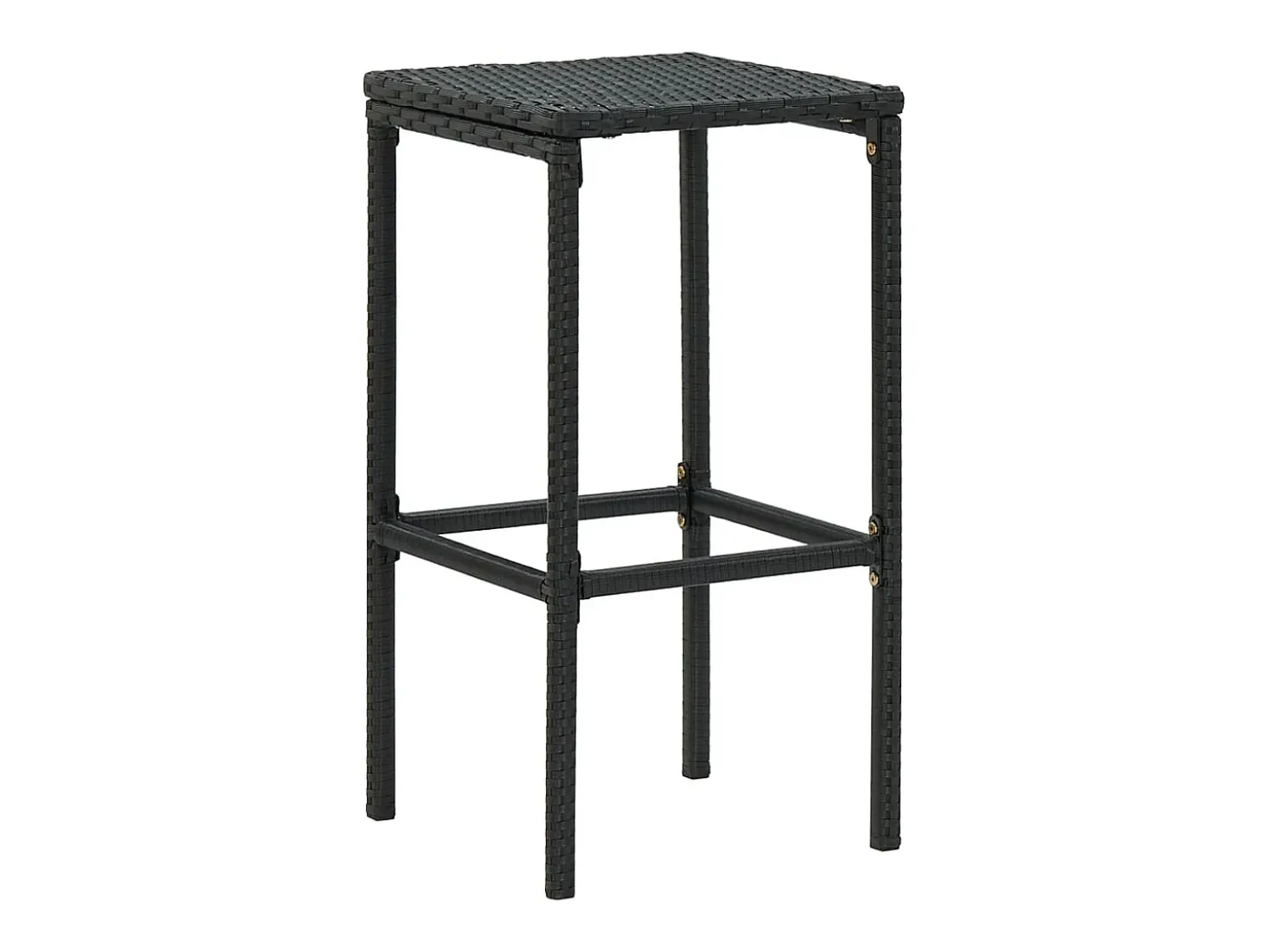 Juego de 6 taburetes de bar con cojines de resina de mimbre negro