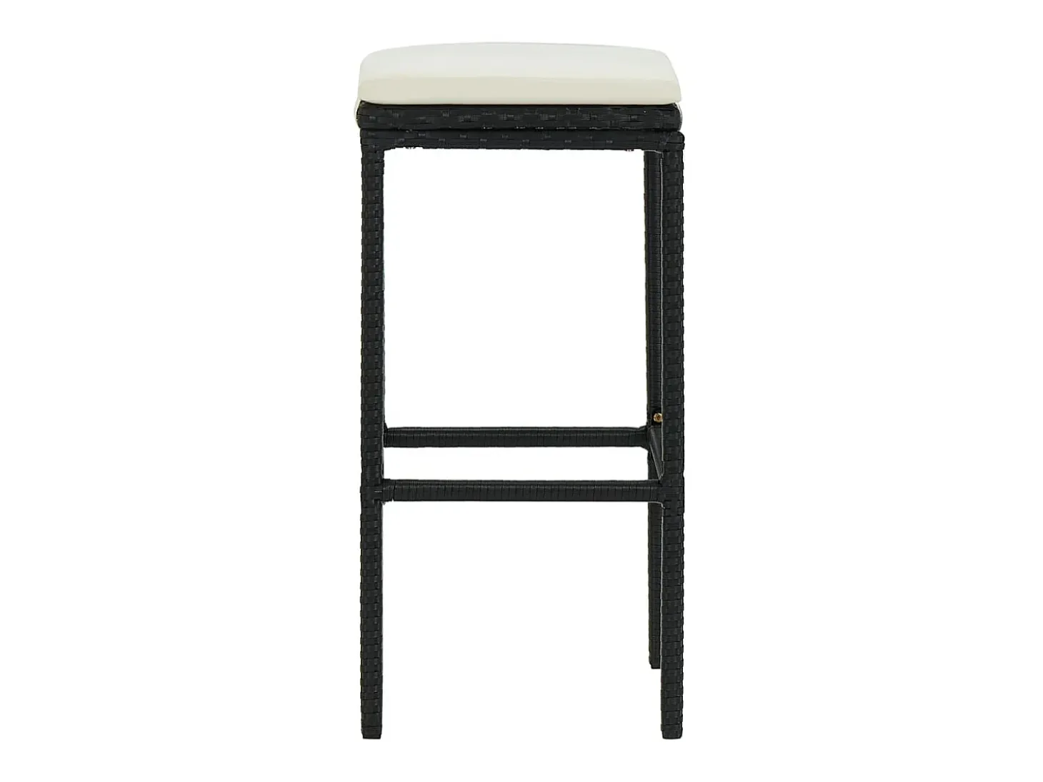 Juego de 6 taburetes de bar con cojines de resina de mimbre negro